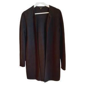 Talbots Longline Cardigan Wmn's Size M Black Long sleeve Open Front Knit Sweater